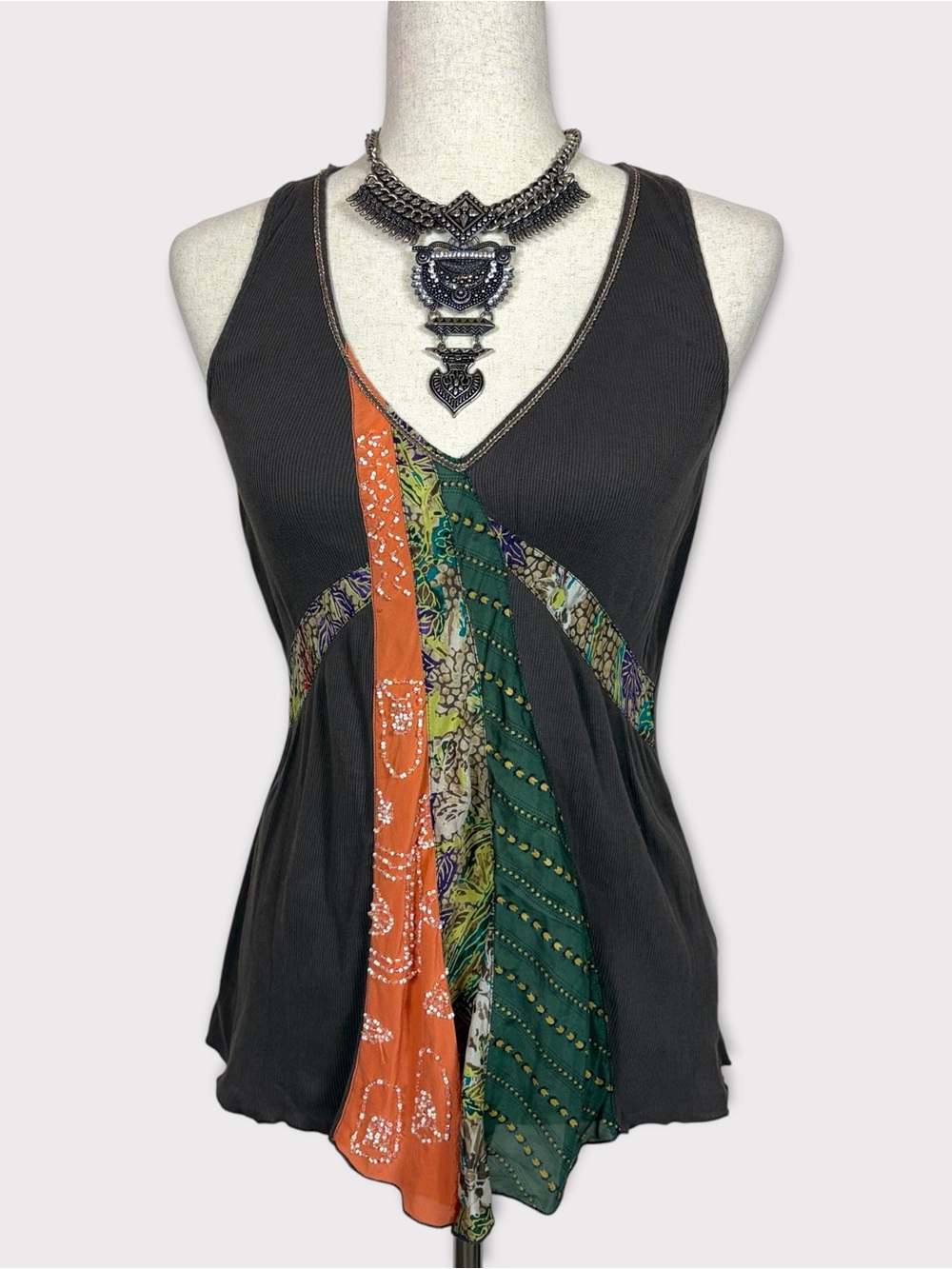 Tiny Anthropologie Cotton Silk Beaded Babydoll Tank Top Sm Fairy Boho Festival
